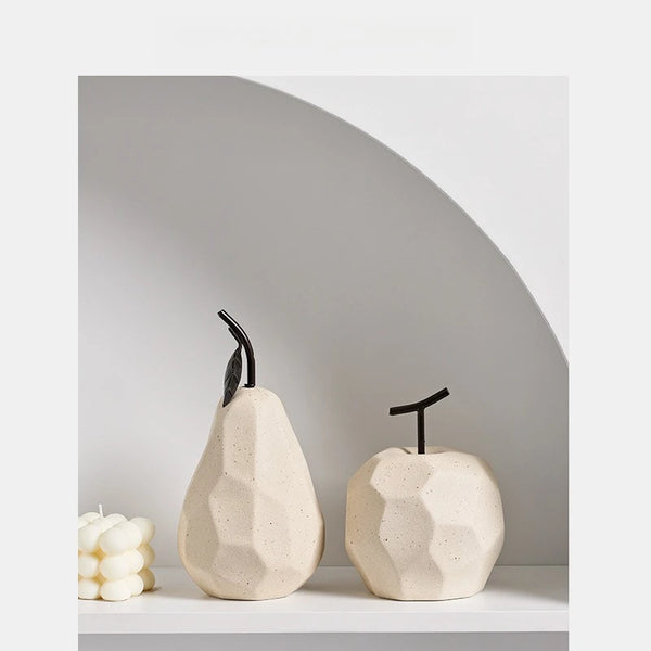 A Prairie Dawn Nordic Abstract Pear & Apple Figurines – Minimalist Ceramic Home Décor Set