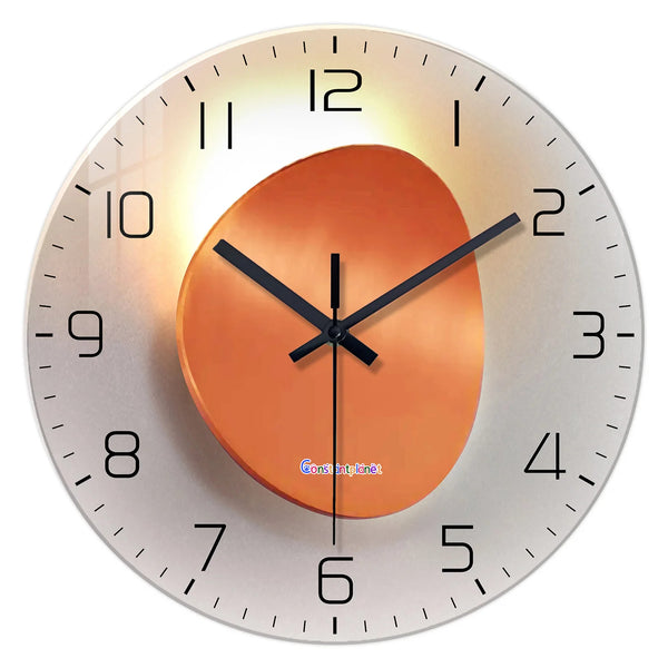 A Prairie Dawn Light Luxury Tempered Glass Wall Clock – Silent Minimalist Decor