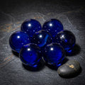 Blue recycled glass decorative balls set of six
