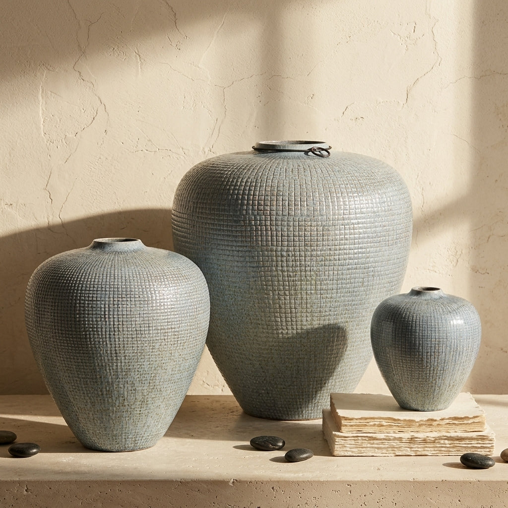 Contemporary check pattern ceramic vase