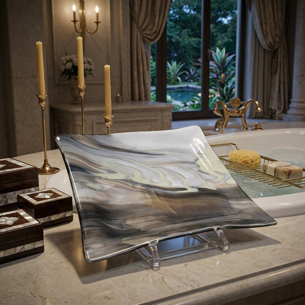 Custom made glass fused square plate