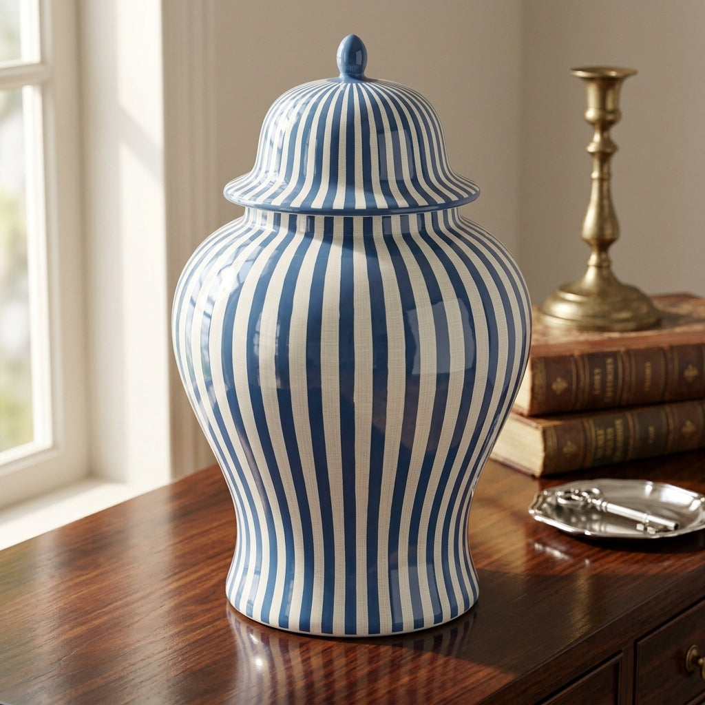 Decorative ceramic jar with lid