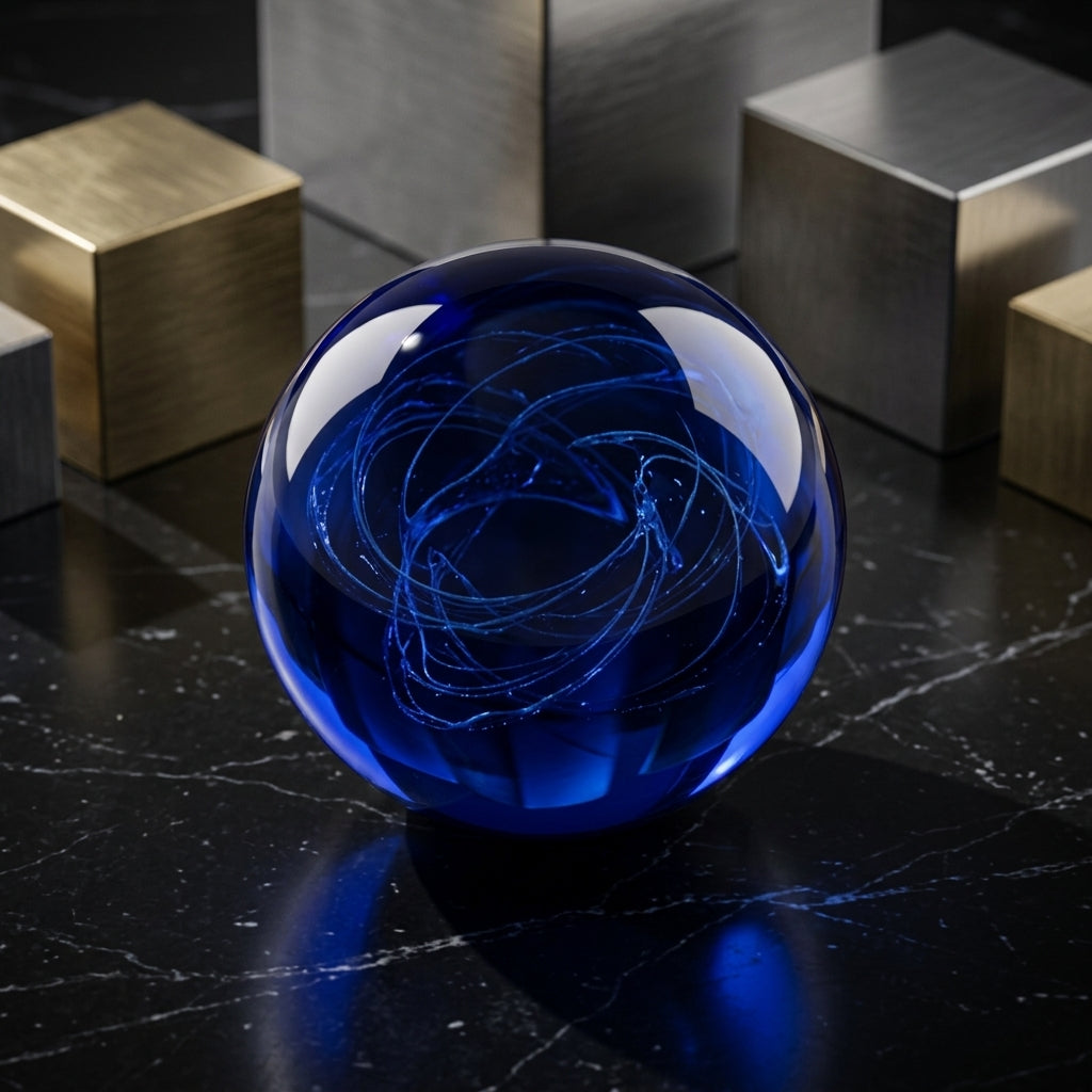 Artisan blue recycled glass decorative orbs