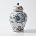 Elegant floral ceramic jar with removable lid