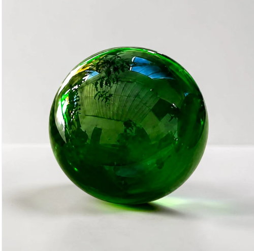 Green recycled glass decorative balls set of six