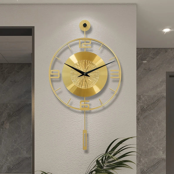A Prairie Dawn Luxury Metal Swinging Wall Clock – Silent Minimalist Modern Decor
