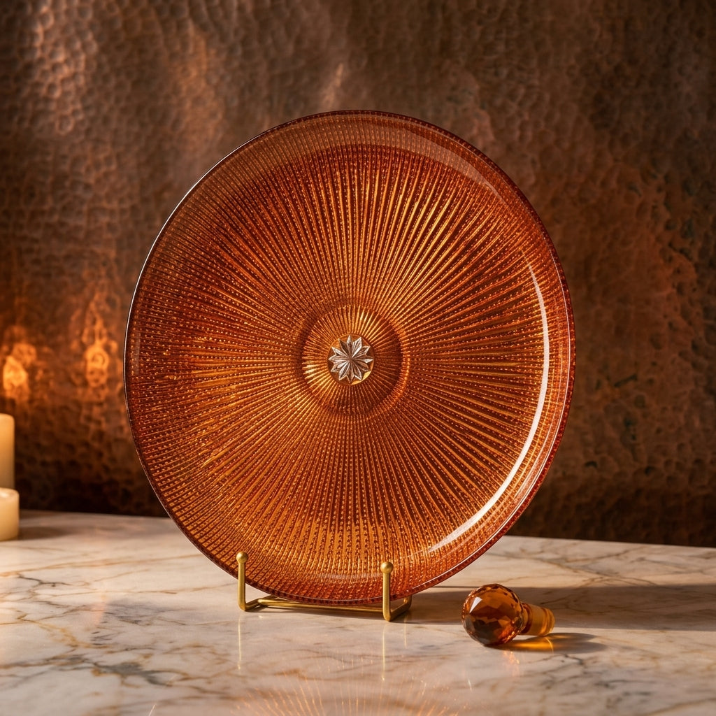 Noel orange glitter glass serving platter