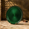 Noel pine green glitter glass serving platter