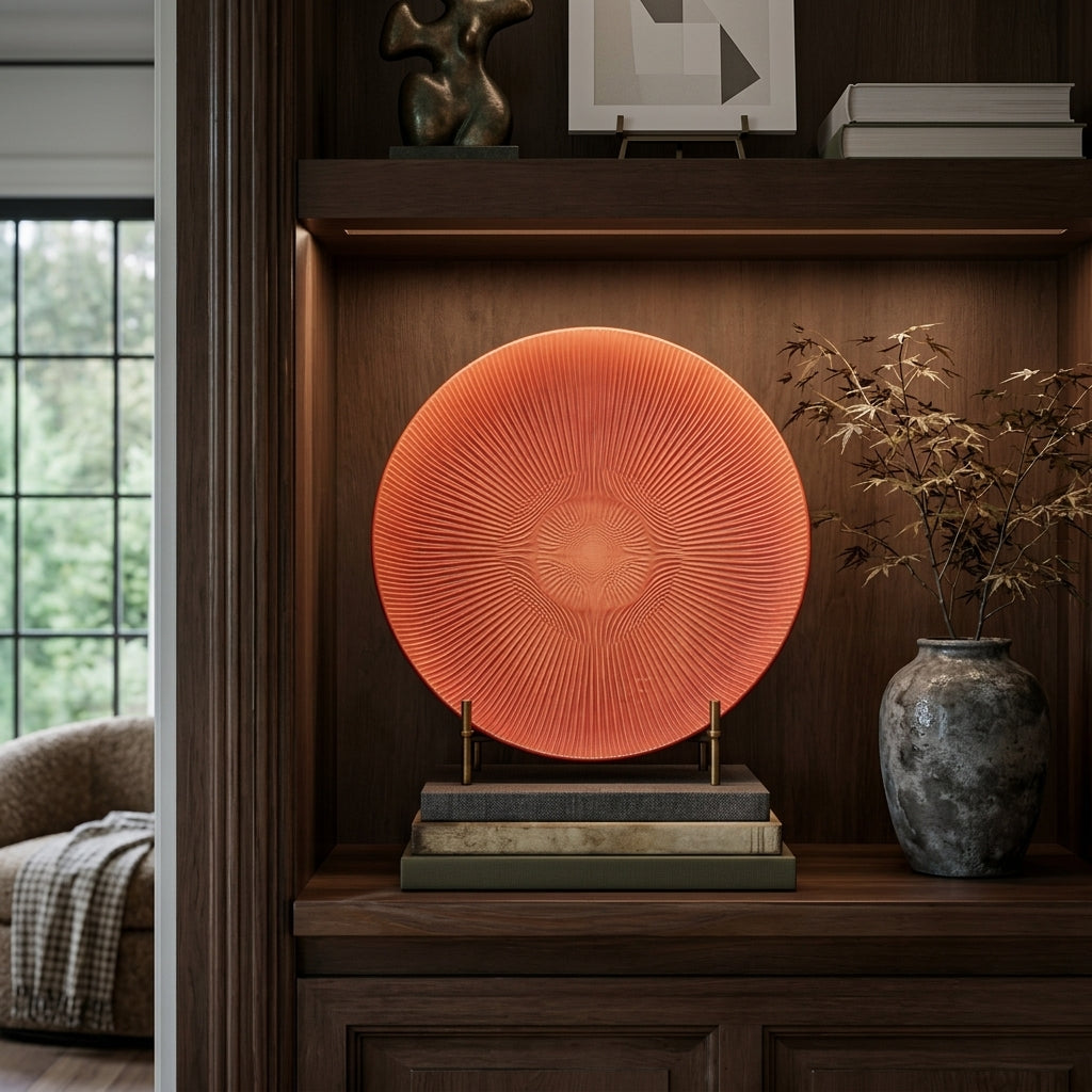 Orange decorative glass platter for entertaining