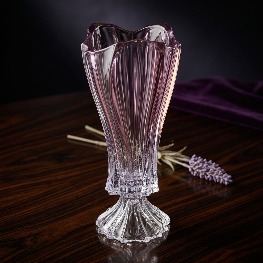 Purple crystal flower vase for centerpieces