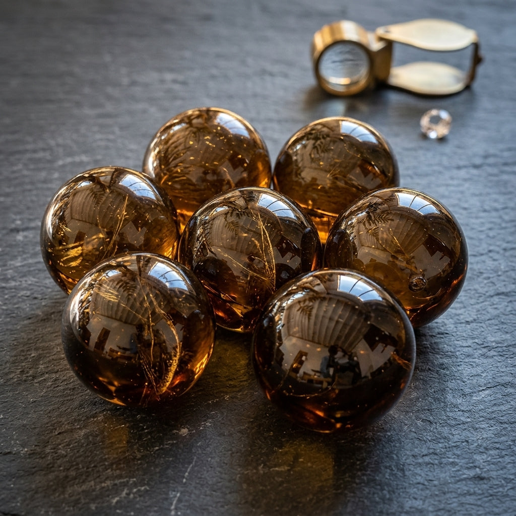 Brown recycled glass decorative balls set of six